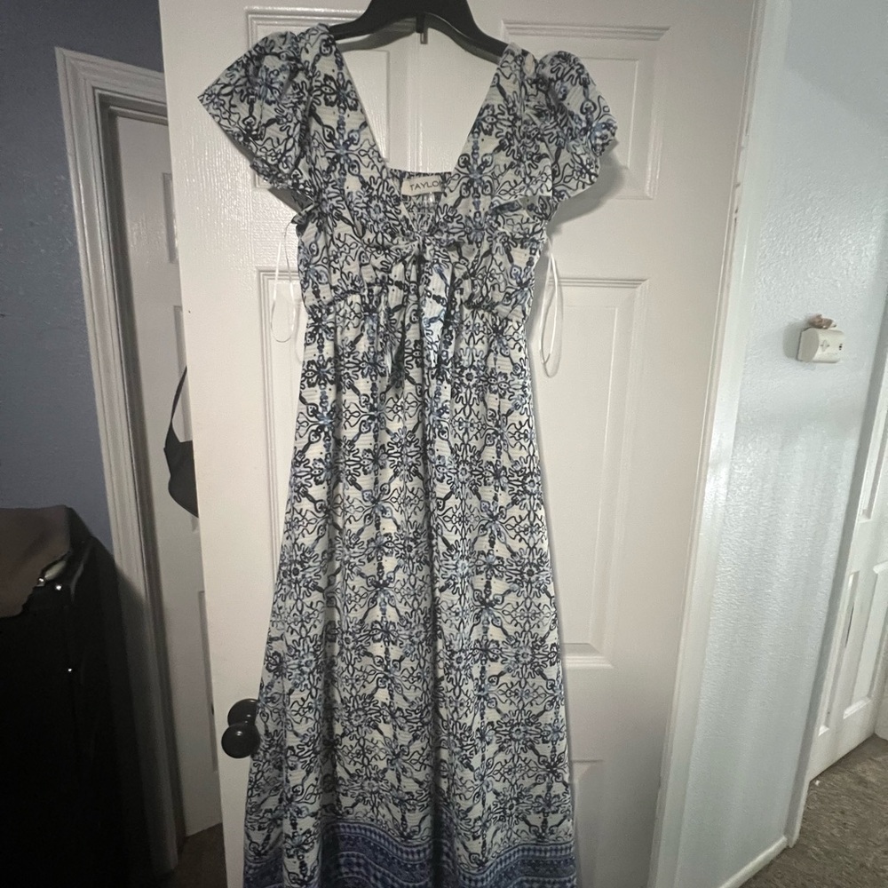 Blue and White Floral Dress